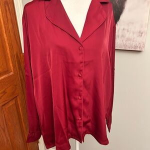 Chic Soul Deep Red Button Down Shirt